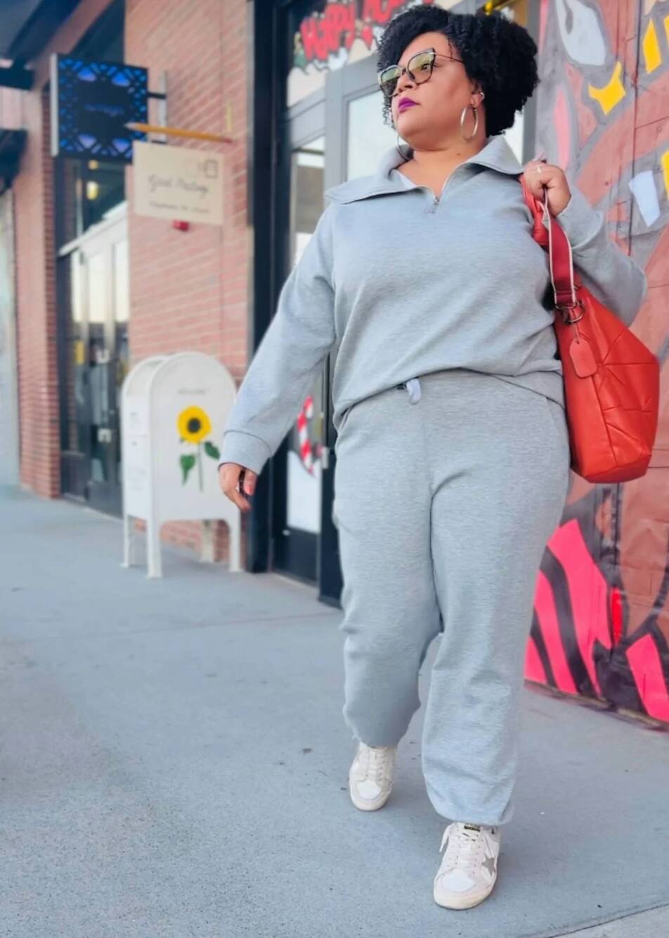 NEW DEAR SCARLETT half-zip modal jogger lounge set - plus in cloud heather gray - Picture 2 of 3